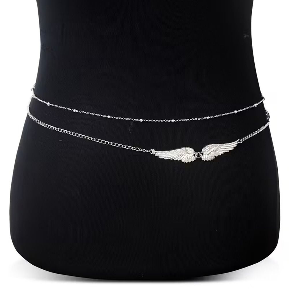 Body Jewelry For You - Elegante doppellagige Flügel-Körperkette aus Metall mit